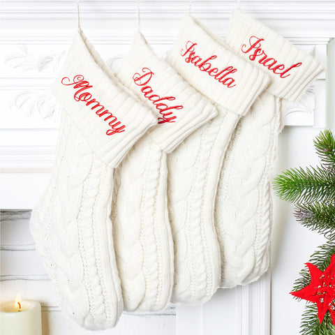 Personalized Christmas Stockings, Embroidered Stockings, Cable Knit Personalized Stockings