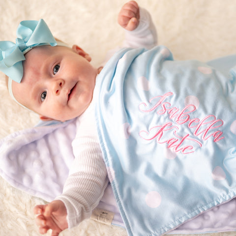 Polka Dot Personalized Baby Blankets