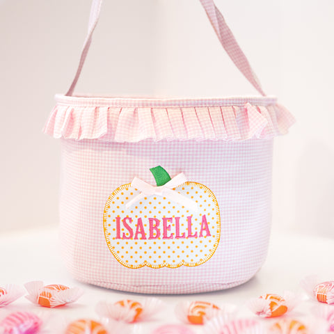 Personalized Trunk or Treat Bags, Embroidered Name Candy Baskets