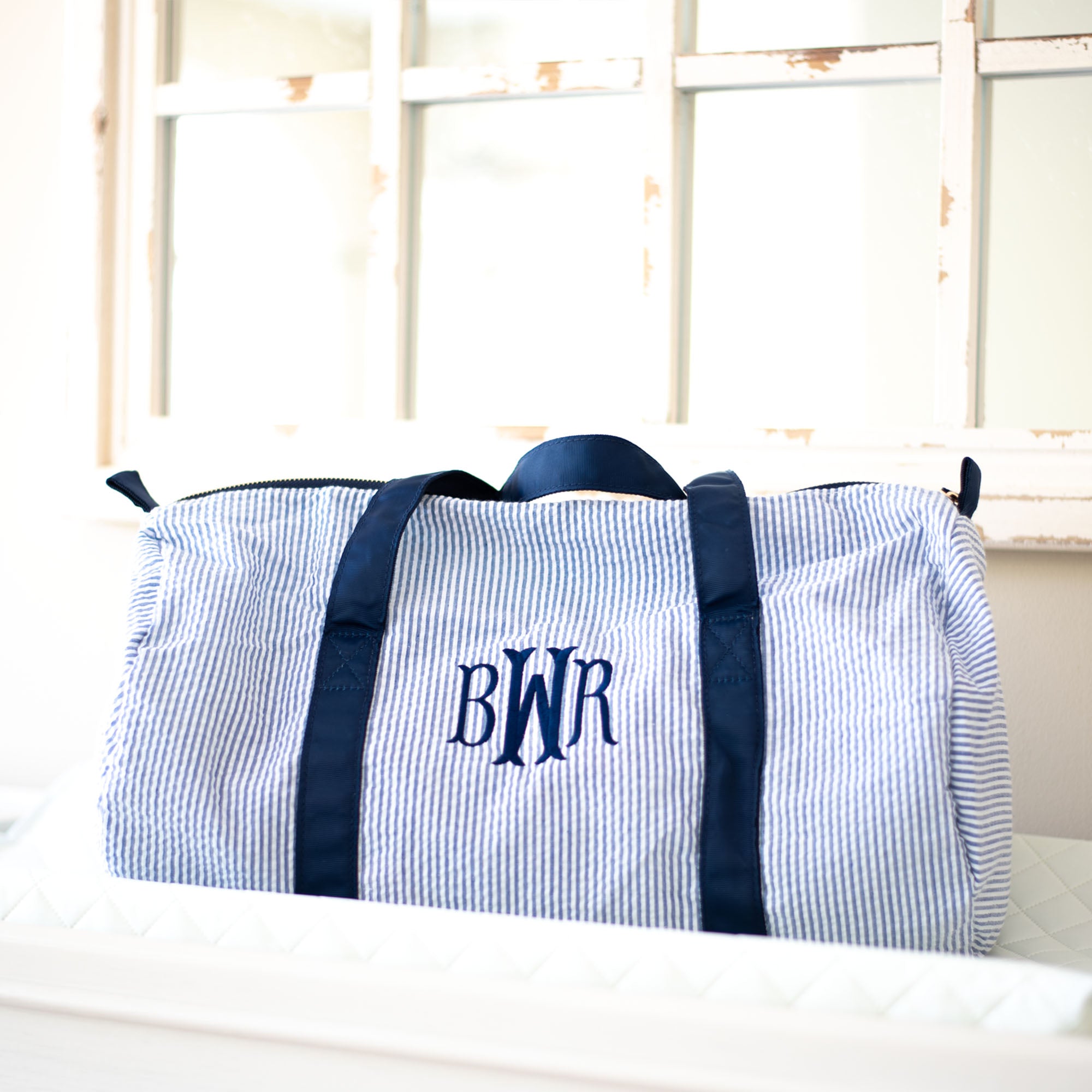 Personalized Baby Duffle Bag Monogram Seersucker Baby Bag - Etsy