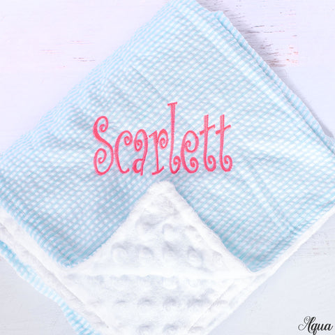 Seersucker Personalized Baby Blankets